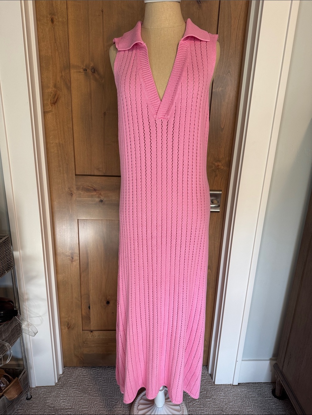 DOKOTOO Pink Viscose knit Maxi Dress Womens 2XL US M-L Sweater dress Tenniscore